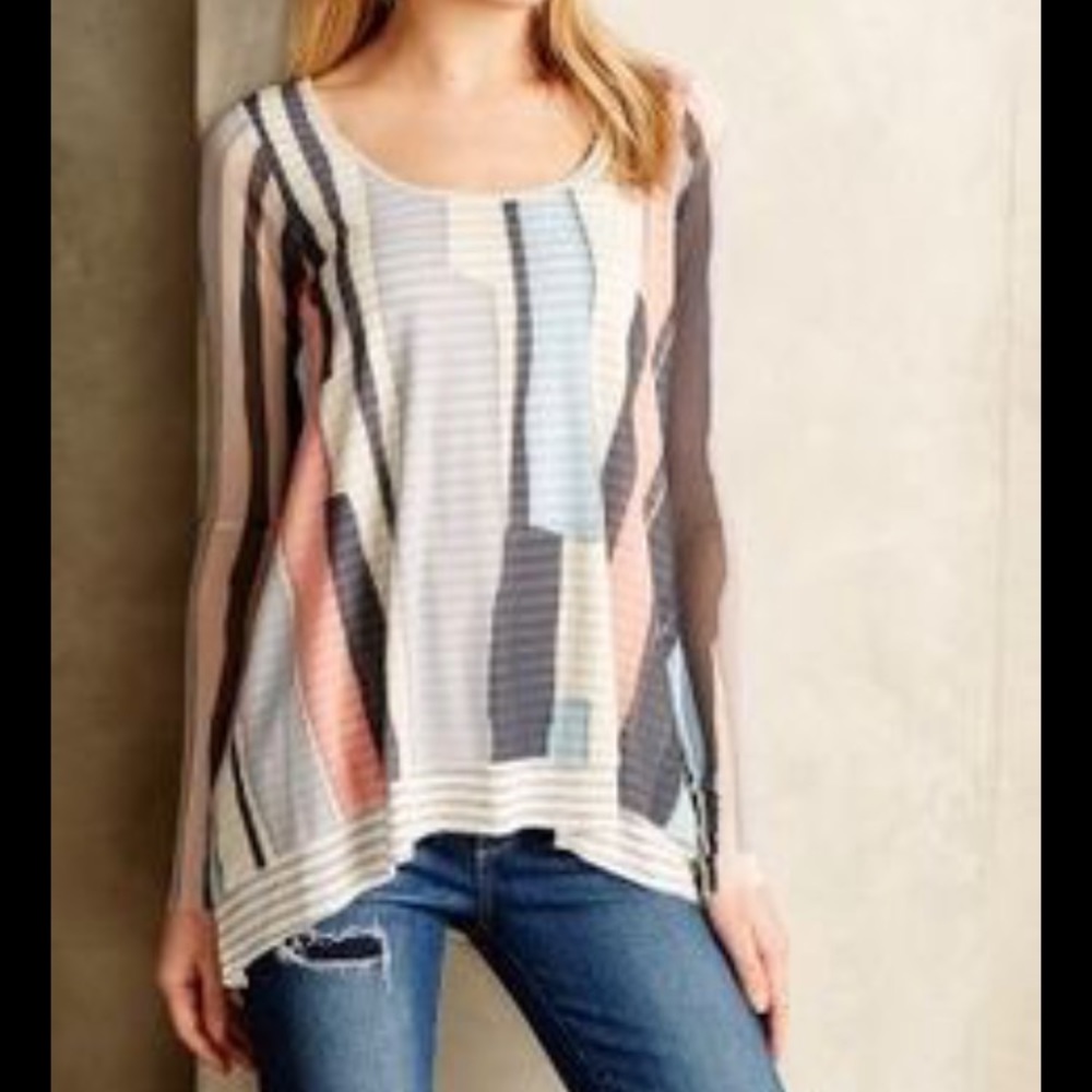 Anthropologie Weston mesh stripe top S Anthro